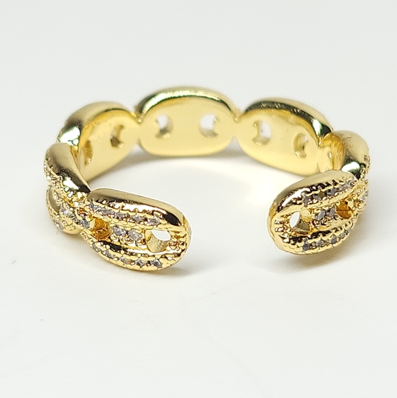 New Arrival Micro Pave CZ Mariner Chain Open Ring - Picture 3 of 6